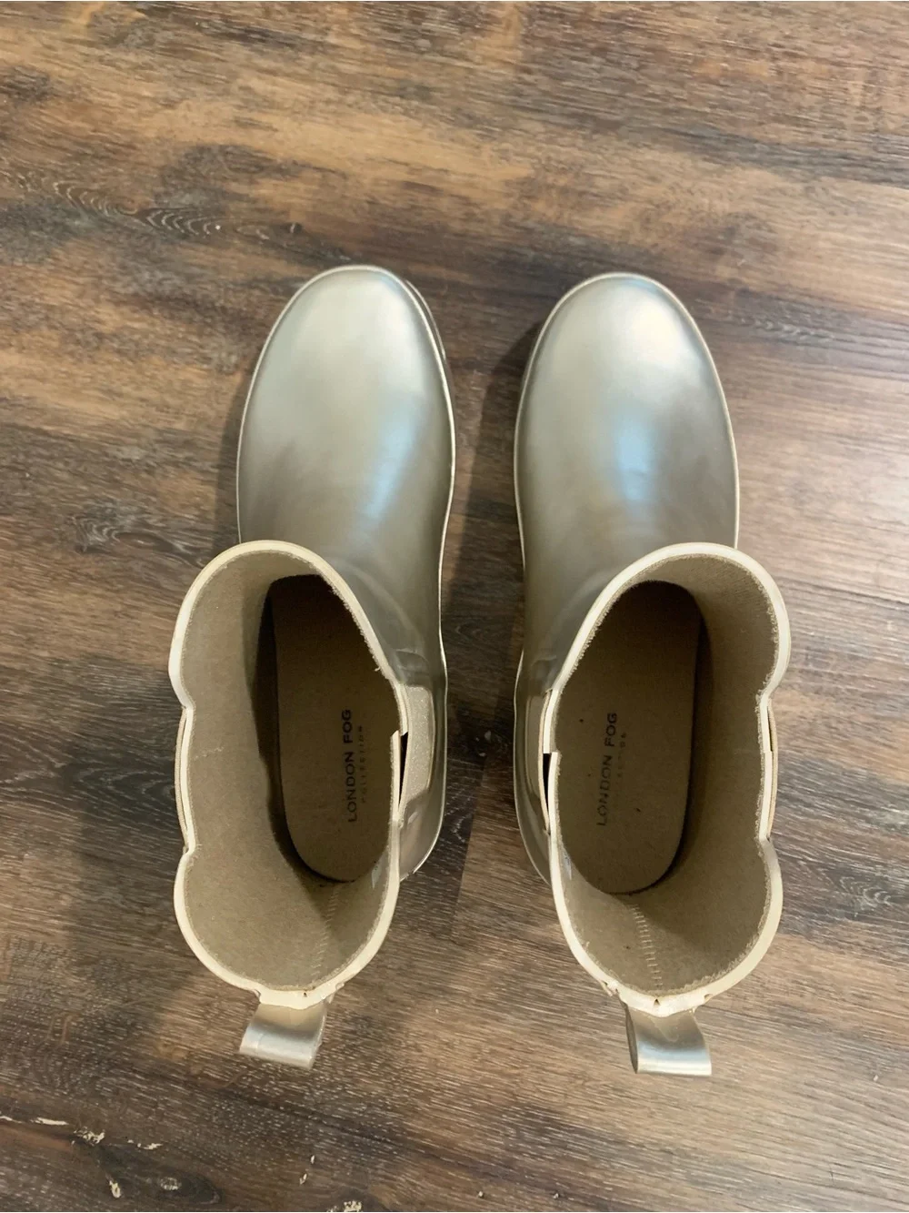 London Fog Metallic Taupe Chelsea Rain Boots